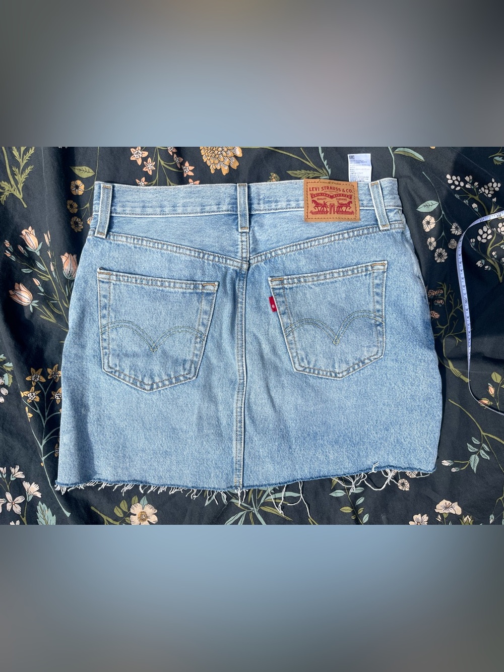ICON Light Blue Denim Mini Skirt with Frayed Hem
